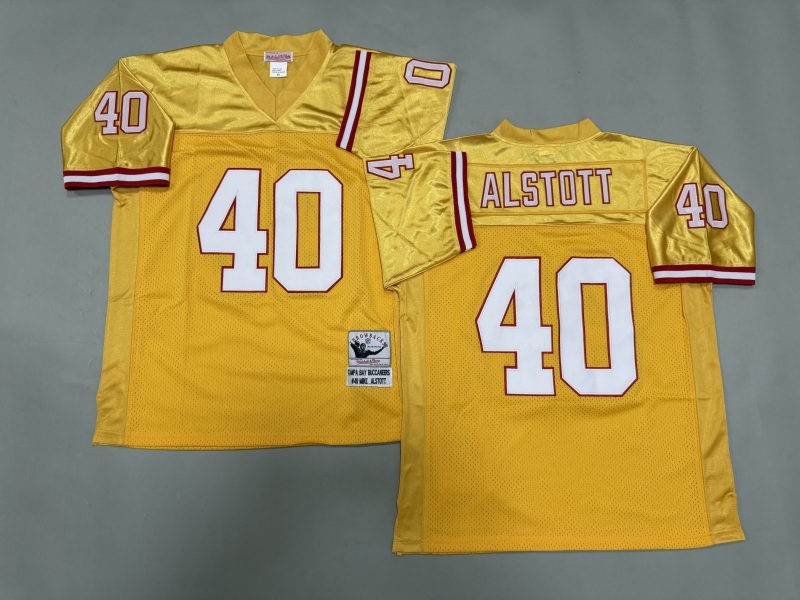 Men 2025 Tampa Bay Buccaneers #40 Alstott yellow Throwback Limited NFL Jersey style 001